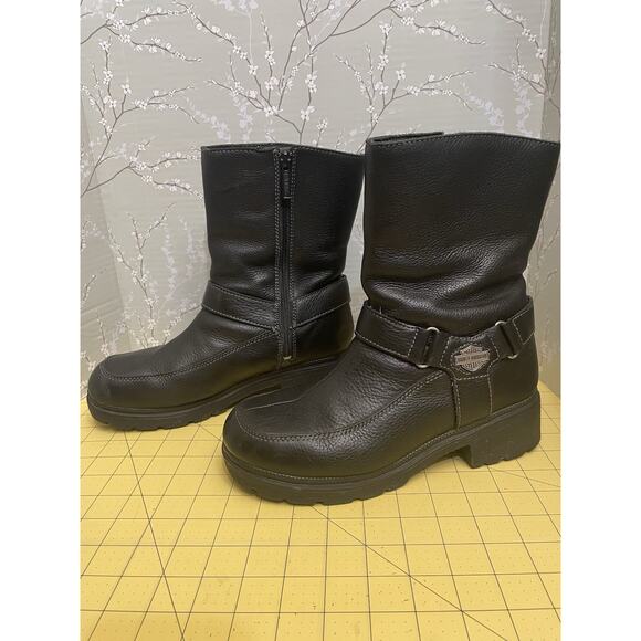 Harley Davidson Women’s Biker Boots US 10 Style 84168 Black Zip Up - Picture 1 of 14
